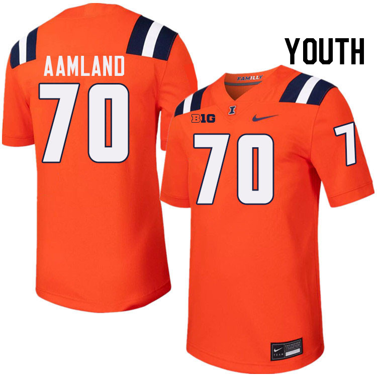 Youth #70 Zach Aamland Illinois Fighting Illini College Football Jerseys Stitched-Orange